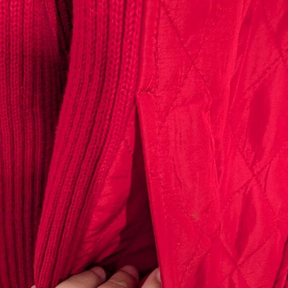 Croft & Barrow Quilted Ribbed Sweater Womens Size XL Red Cotton Knit Full Zip - Picture 4 of 11